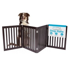 Dog Gate Indoor Freestanding Pet Barrier, Folding Wood Dog Fence, Extra Wide ...