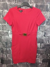 AGB Dress Women's Size 8 Red Belted Dress Pockets Stretch Back Zipper EUC!