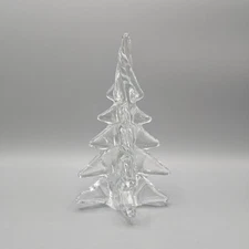 Vintage Tuscany Collection Clear Crystal Art Glass Christmas Pine Tree 8" Tall
