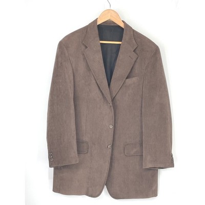La Crosse Mens Blazer 42R Sport Coat Brown Corduroy 3-Button Jacket Unstructured