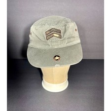 Olive Green Military Style Cotton Cadet Cap Adjustable One Size