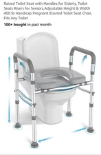 Raised Toilet Seat with Handles for Elderly, Toilet Seats Risers for Silver