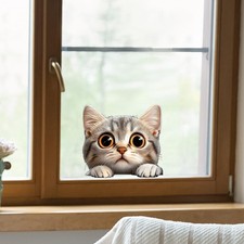 Cute Kitten Head Window Wall Decal Peel Stick Cute Cat Window Decal Window