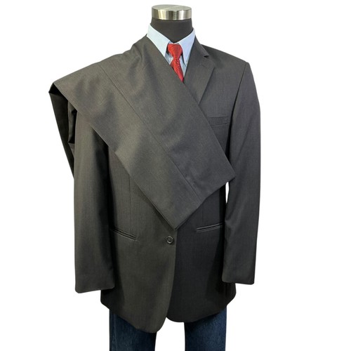 EXC 2pc 43/44L Suit Jacket Sport Coat Blazer 35/36x31 Pants Charcoal Gray Black - Picture 5 of 24