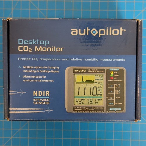 Autopilot CO2/Temp/RH Monitor Data Logger NDIR Sensor Gray USB Wall/Desktop