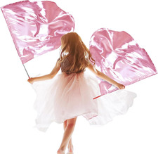 Silipull 2 Pcs 32"X28" Worship Flags for Dance Church Kids Praise Dance Flag wit