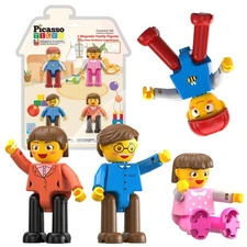 PicassoTiles Toy Figures 4 Pack Multicolored Magnetic Building Blocks Set