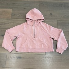 LULULEMON Pink Mist Scuba Oversized Half-Zip Cotton Fleece Hoodie Jacket Sz M/L