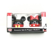 Mickey & Minnie Mouse Heads Ceramic Salt And Pepper Shaker Set NEW