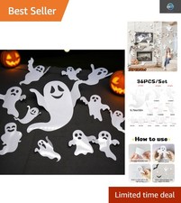 36-Piece Halloween Ghost Wall Decals   Spooky  Cute Self-Adhesive Window Sti...