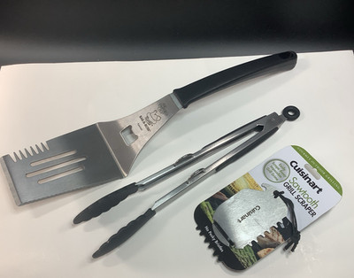 THE PAMPERED CHEF Bar-B-Boss BBQ Multi Tool/Spatula Turner, Grill Scraper, Tongs