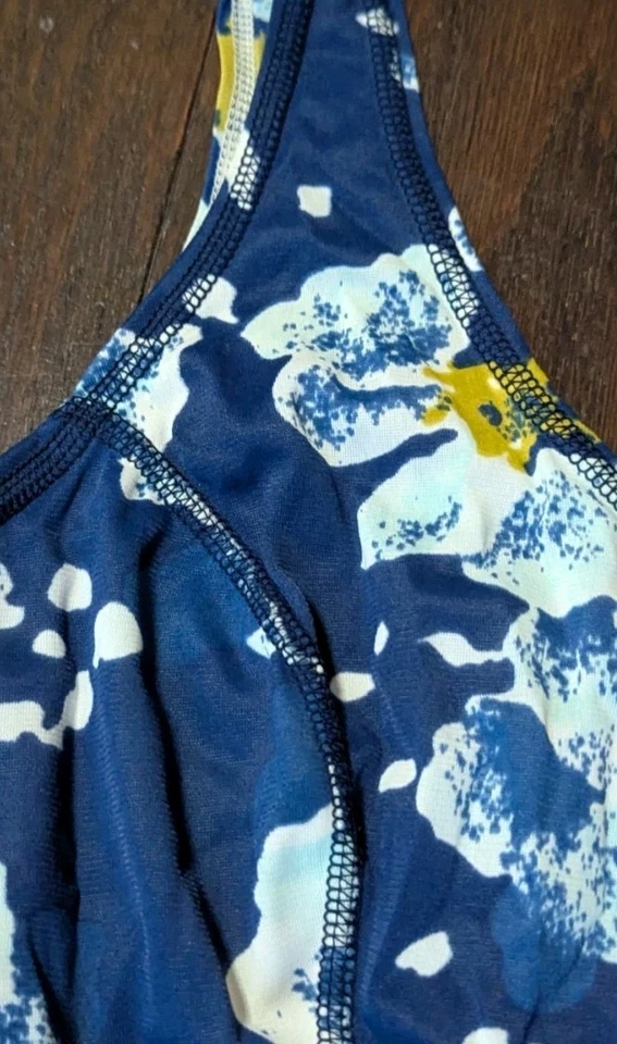 Traje de baño Speedo vintage años 60 de una pieza con falda para mujer 36L azul floral nailon Foto 4 de 4