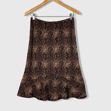 Y2K VTG Biyaycda Brown Sheer Skirt Red Paisley Print Midi Sz M Whimsigoth Grunge