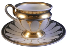 Antique 19thC KPM Berlin Porcelain White & Gold Cup & Saucer Porzellan Tasse #4