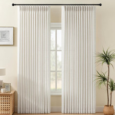 Pinch Pleated Linen Curtains 84 Inch Length 2 Panels Set, Light Filtering Linen