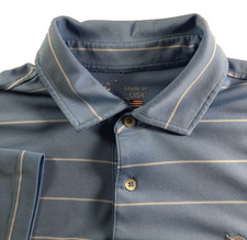 FAIRWAY & GREENE F&G Tech Polo Mens Medium Blue Striped Golf USA Made