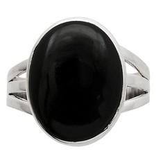 Natural Black Onyx - Brazil 925 Sterling Silver Ring s.9 Jewelry R-1003