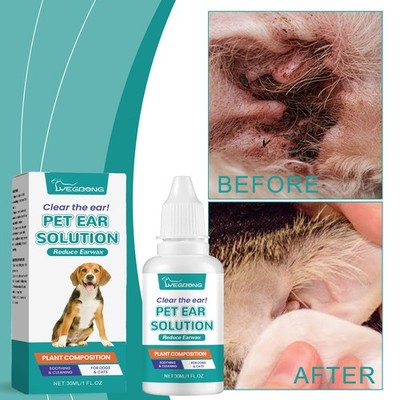 Pet Ear Cleaner Solution for Dogs &Cats Removes Dirt,Wax &Odor-Lick-Safe Formula