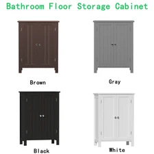 4 Colors Wooden Floor Cabinet Bathroom Storage Cabinet 2 Door Adjustable Shelf