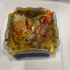 Vintage Murano Glass “Tutti Frutti” Dish with Scalloped Edges & Orig Label*NICE*
