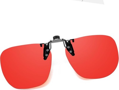 Trysee Square Clip-On Flip-Up Blue Light Blocking Glasses for Eyes C01 Orange 