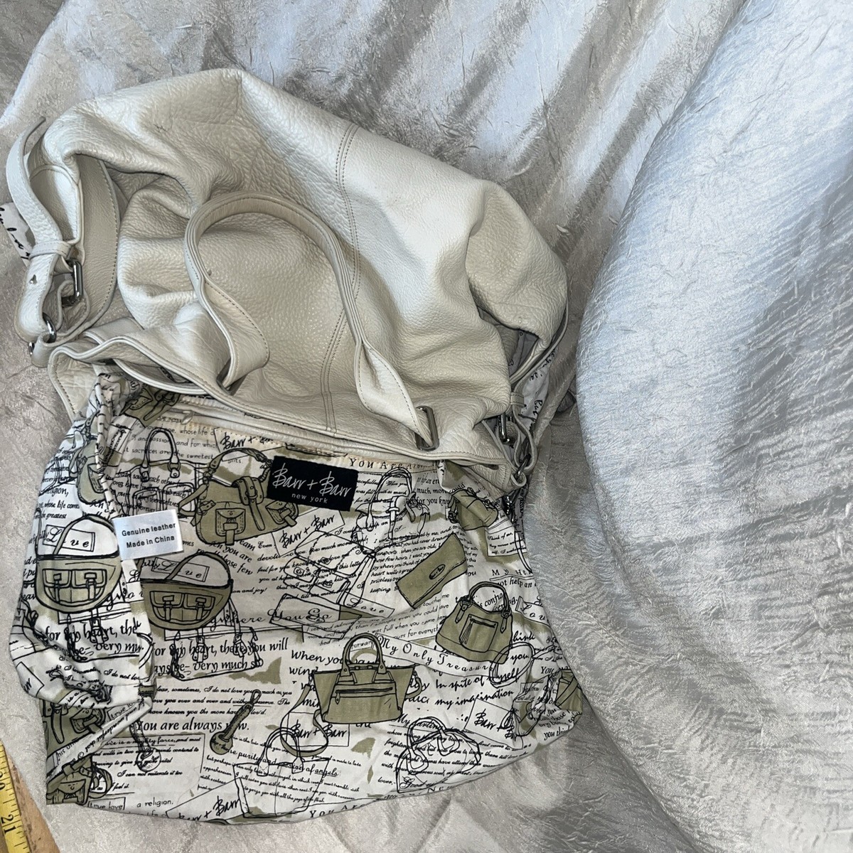 Barr & Barr NY Off-white PEBBLED Leather Shoulder Bag | eBay