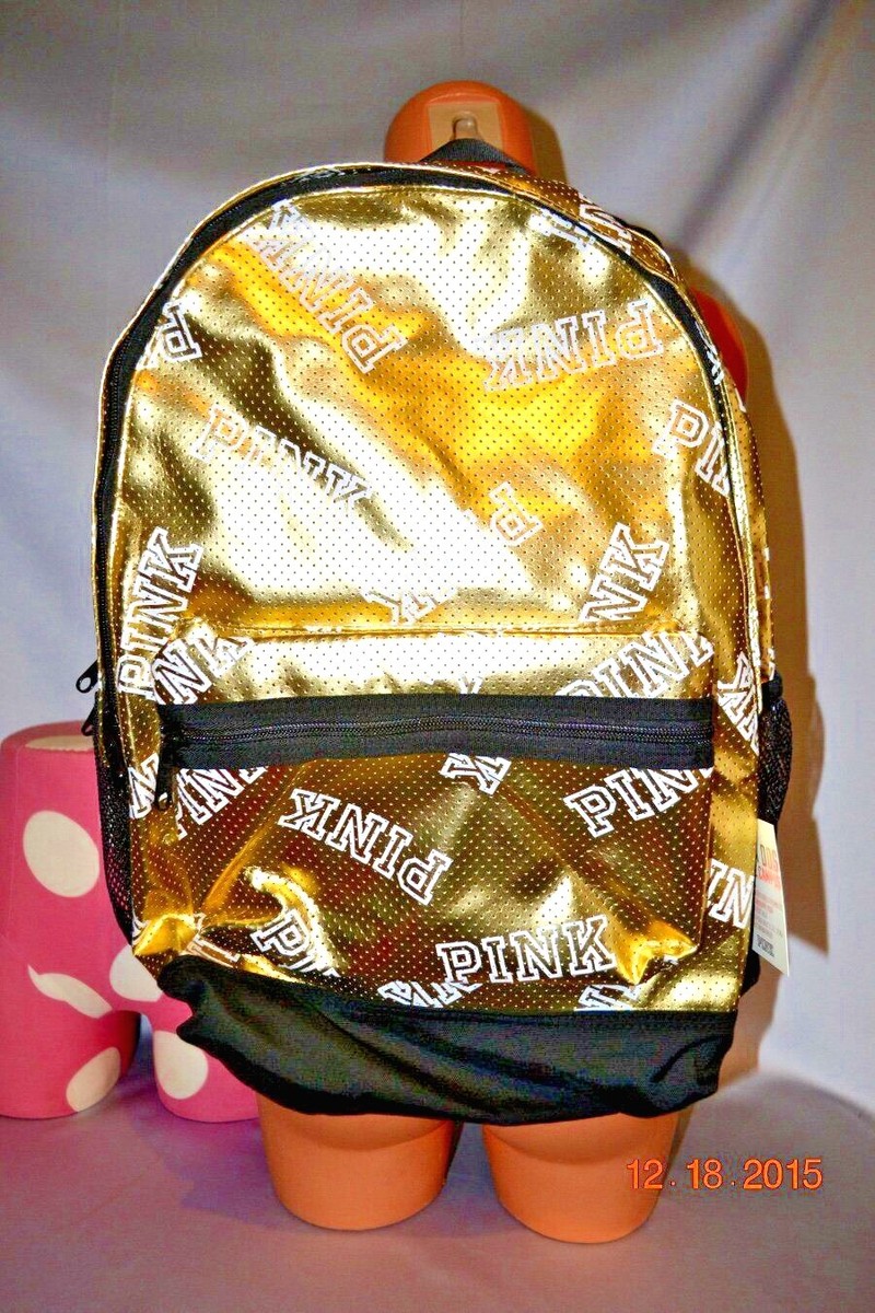 Victorias Secret Pink GRAPHIC Logo Gold Foil Bling Campus  display picture 1