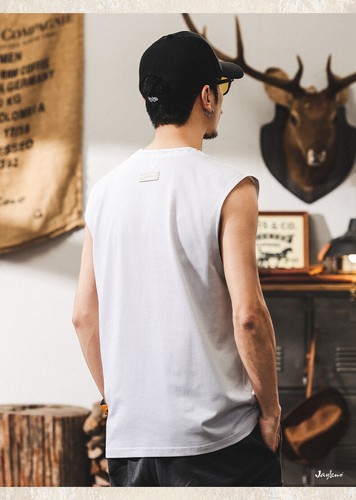 Retro Estilo Americano Western Hombres Sin Mangas Pullover Camiseta Prendas para el torso Deporte Guapo - Imagen 12 de 22