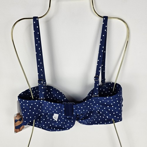 Nancy Ganz Shaping Bikini Top Womens Size 12 Blue White Polka Dot Swimwear NWT - Picture 7 of 8