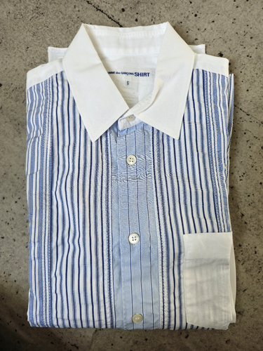 Excellent COMME des GARCONS SHIRT Striped Pattern Men Size S Cotton From Japan - Picture 6 of 24