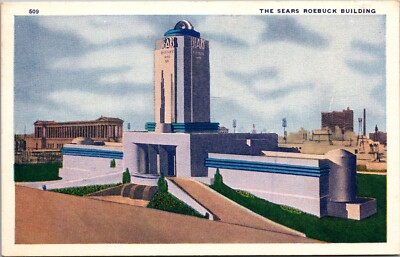 #ad #ad 1933 Chicago World#x27;s Fair Sears Roebuck Building Illinois Vintage Old Postcard $4.75