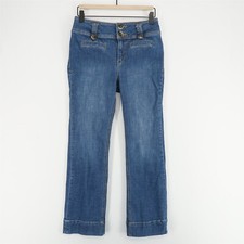 Pilcro Anthropologie Relaxed Boot Jeans Womens 26 Blue Stretch Slit Pockets