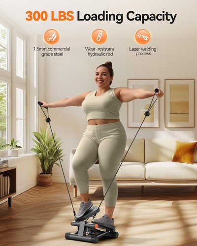 Steppers for Exercise, Mini Stair Stepper with Resistance Bands at Home Workout - Picture 5 of 11
