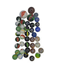 Assorted Glass Marbles 40 Small to Large Colorful Cat's Eyes Speckled Green Blue
