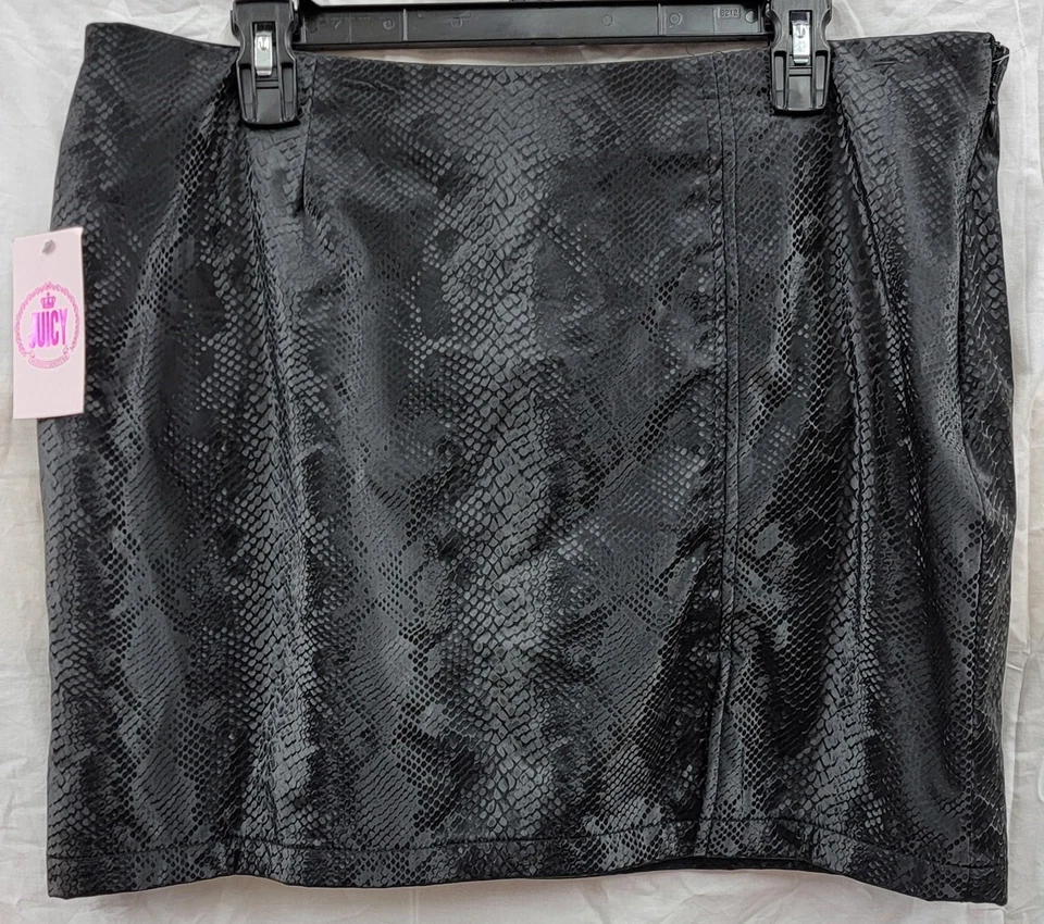 NUEVA Minifalda Juicy Couture Estampado Serpiente Cuero Sintético XXL Negra Foto 3 de 3
