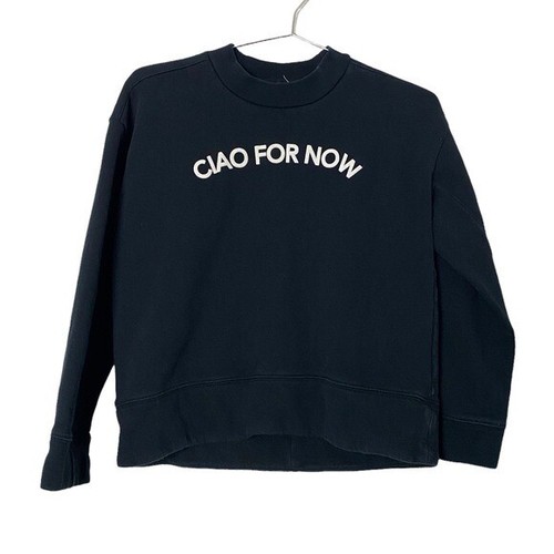 Graphic Mockneck Black Sweatshirt Size 
