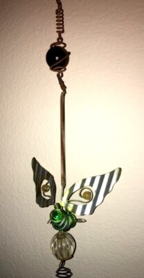 Crystal Ball Exhart Metal Spin Spiral Hang, Bouncing Butterfly Bell Decor