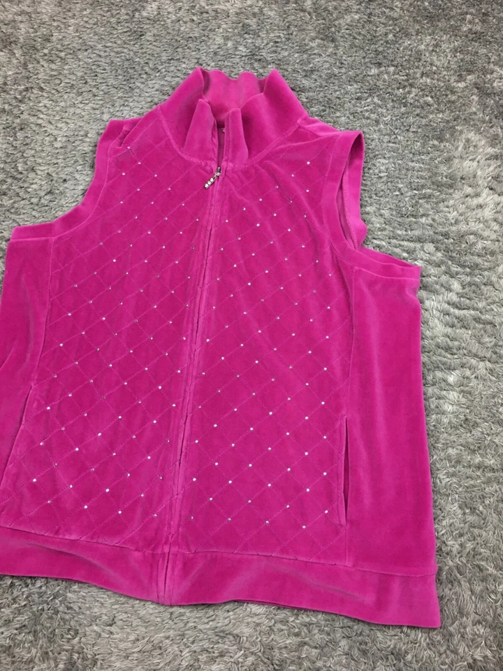 Quacker Factory Sleeveless Jacket Woman Size 1X Pink Vest Full Zip Soft - Image 2 of 4