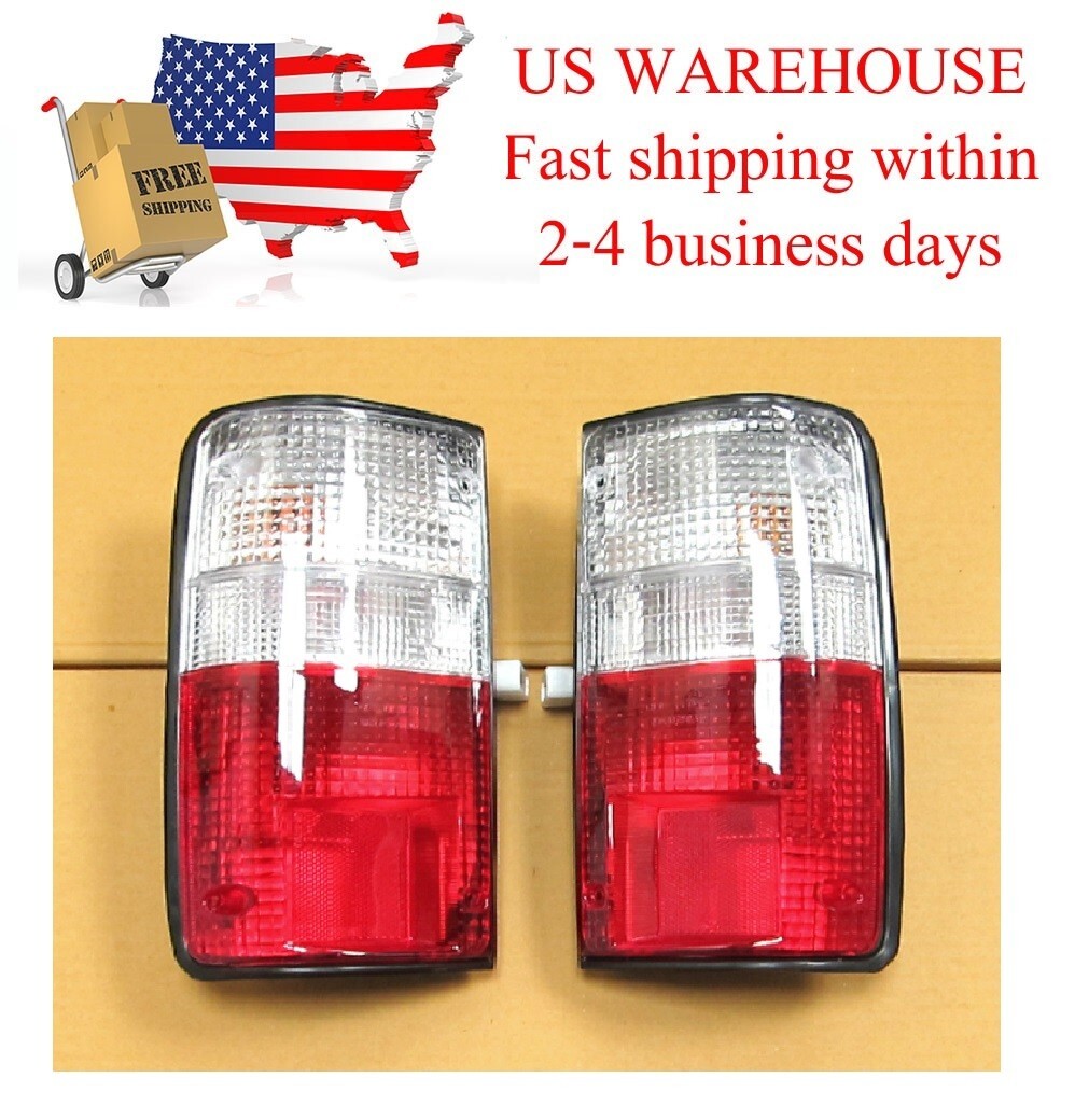 1989-1995 Toyota Pickup Hilux Pair Red Clear Tail Lights Rear Lamp