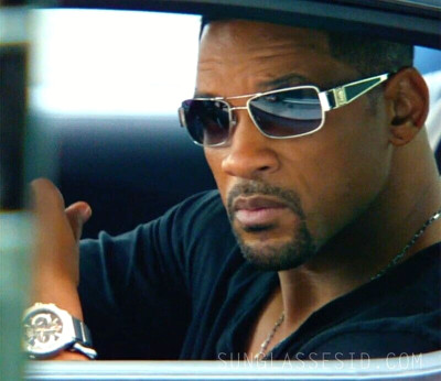 LOREE RODKIN SAMA Sunglasses Model HUNTER in White-Gold Color Worn by Will Smith