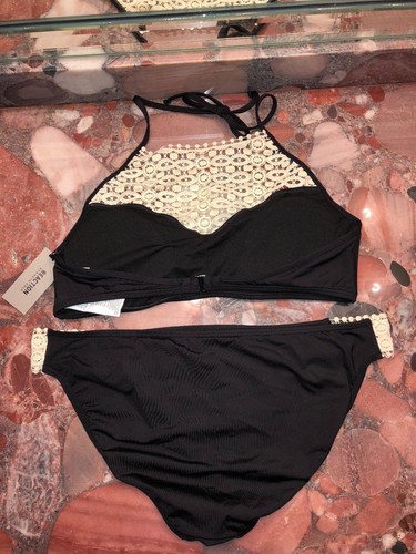 Nwt Kenneth Cole Reaction Schwarz Häkel Hoher Kragen Badeanzug Bikini Damen XL - Bild 2 von 4