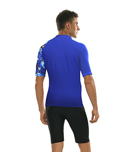 Kurzarm Herren Rash Guard Surfbekleidung Schwimmen blau Surfweste Schwimmhemden - Bild 14 von 20