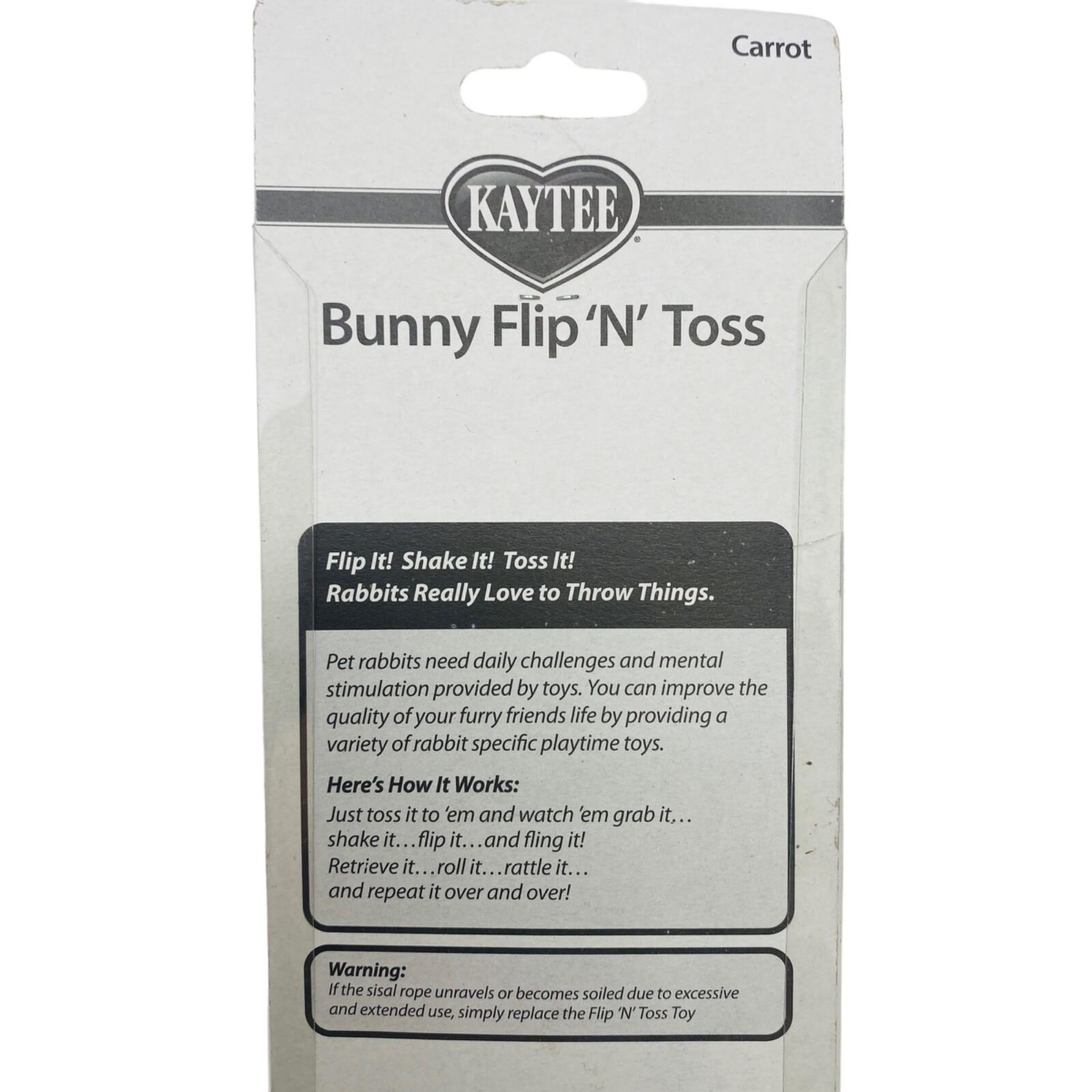 Kaytee Bunny Flip N Toss Carrot Super Pet Rabbit Chew Toy Wood Base  For Hamster
