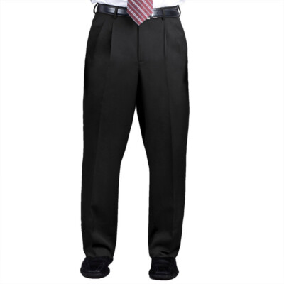 新品タグ付きPLEATS TROUSERS ブラック34 Men's Black Work Dress Pants Durable 100% Polyester Pleated Front