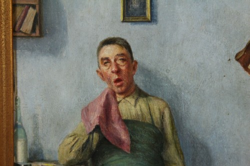 Franz Schiffer Zeitungslesender Antiquar Ölgemälde Portrait signiert Holz - Picture 4 of 7