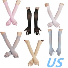 US Women Ultra-thin Sheer Long Gloves Stretchy Seamless Full Finger Gloves