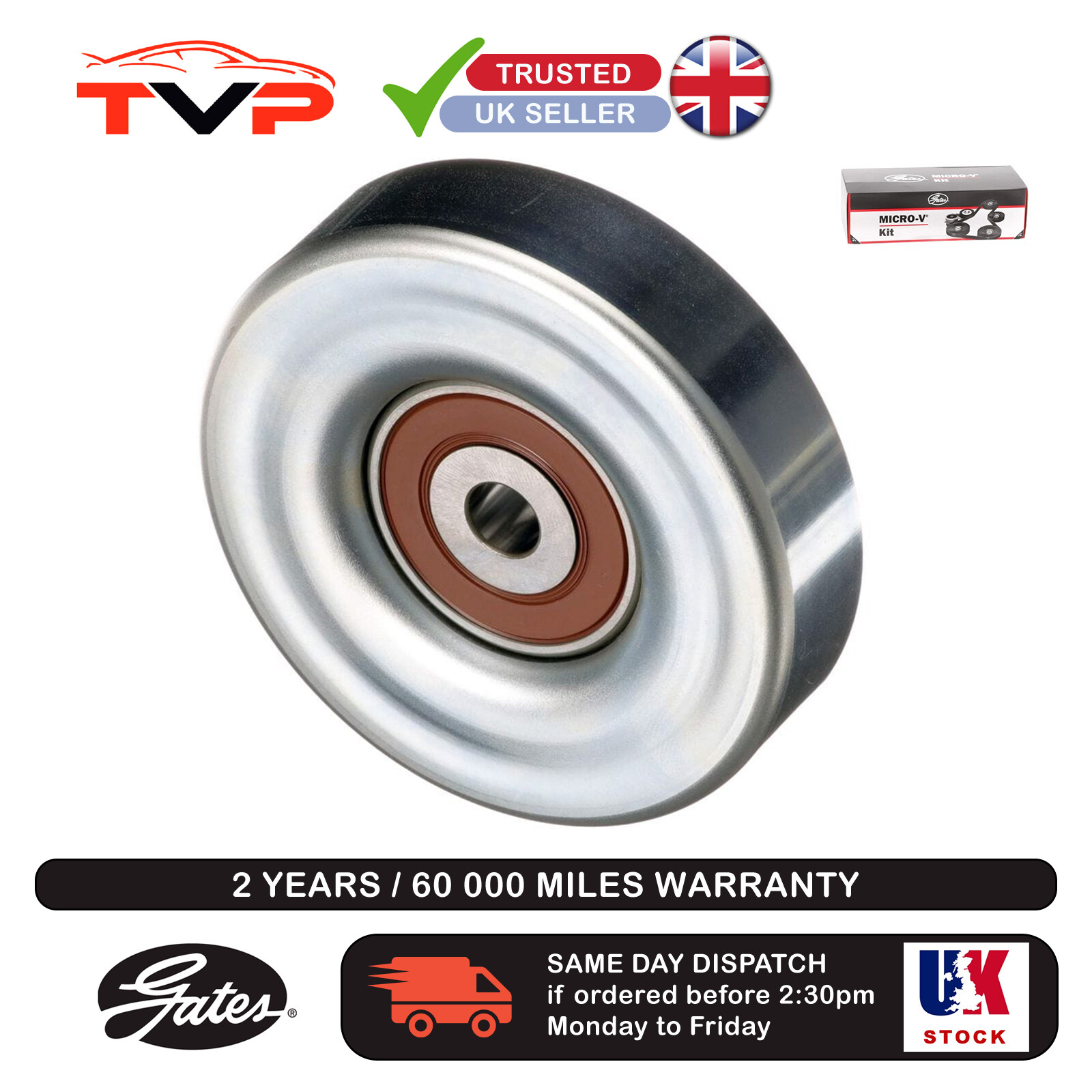 Gates T36395 V-Ribbed Belt Deflection/Guide Pulley Fits Daihatsu Toyota - Image 15