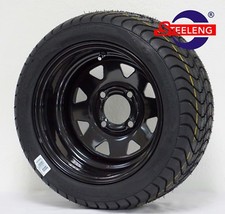 Golf Cart 12 Black Steel Wheels And 21540-12 Dot Low Profile Tires Set Of 4 Golf Cart 12 Black Steel Wheels And 21540-12 Dot Low Profile Tires Set Of 4