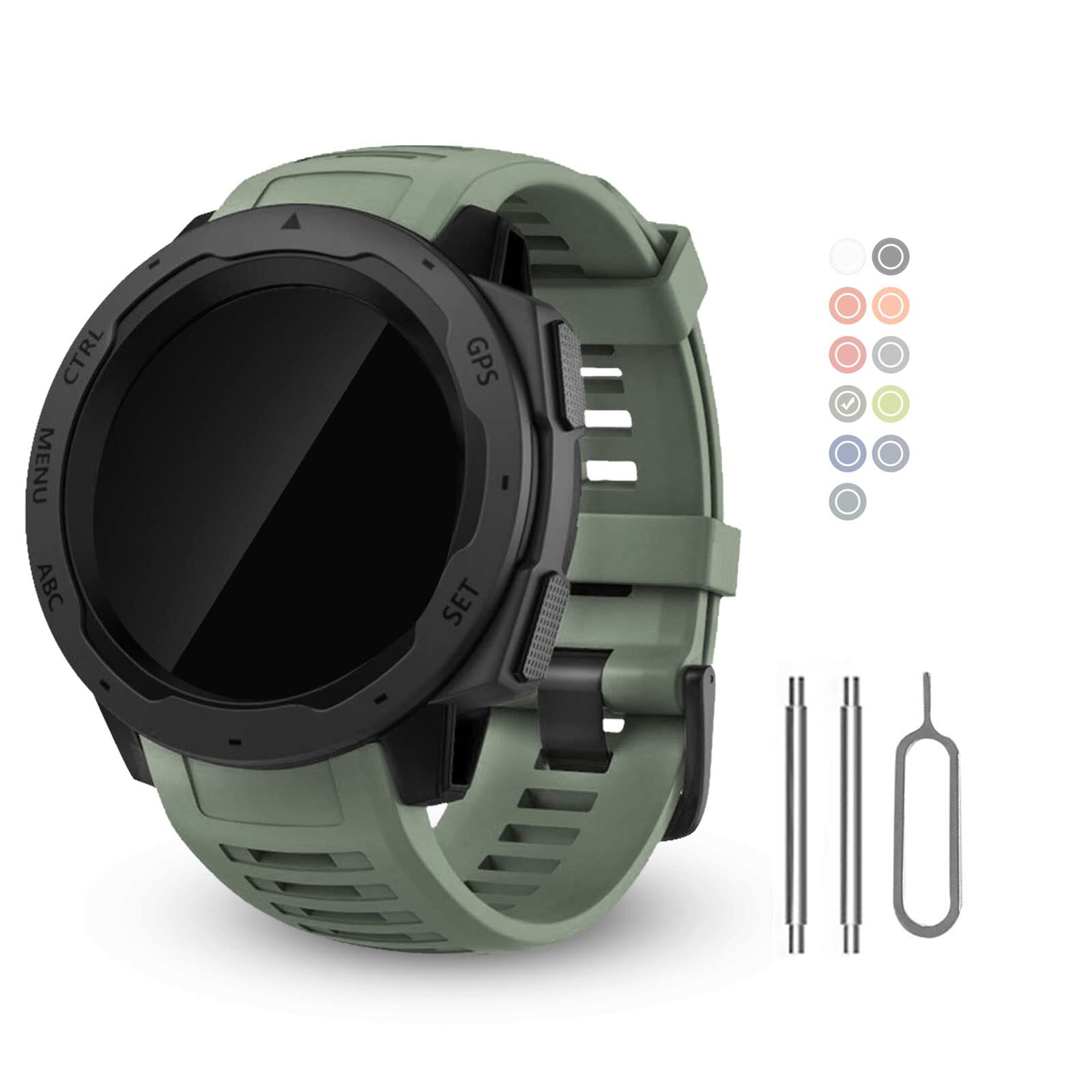 for Garmin Instinct Watch Bands Replacement, Soft Silicone Strap Compatible w...