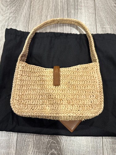 Yves Saint Laurent Natural Woven Raffia Mini Le 5 A 7 Hobo Bag NEW - Picture 8 of 10